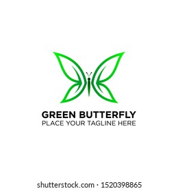 green leaf with butterfly logo for spa / salon