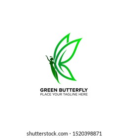 green leaf with butterfly logo for spa / salon