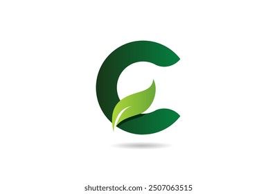 green leaf C letter alphabet logo icon design suitable for a green or vegan vegetarian concept