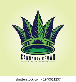Green Leaf Cannabis Crown Logo Company illustrations for your work Logo, mascot merchandise t-shirt, stickers and Label designs, poster, greeting cards advertising business company or brands.
