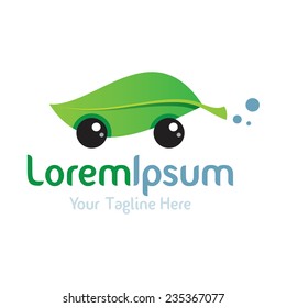 Green leaf car energy icon simple elements logo