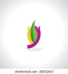 green leaf caring by hands 