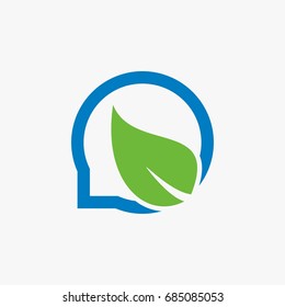 GREEN LEAF AND CHAT ICON LOGO DESIGN