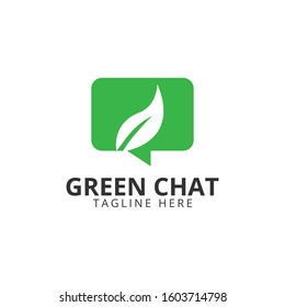 Green leaf Chat Logo Template Design Vector
