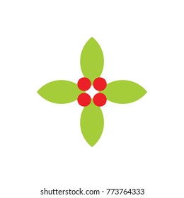 green leaf and cherry plus symbol logo vector