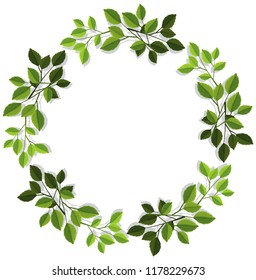 Green leaf circle banner illustration