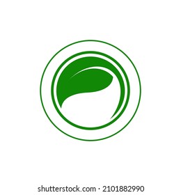 Green leaf in circle business and comany logo design.