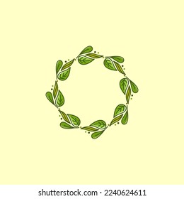 Green Leaf Circle Design Illustration