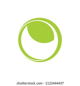 green leaf circle geometric symbol vector 