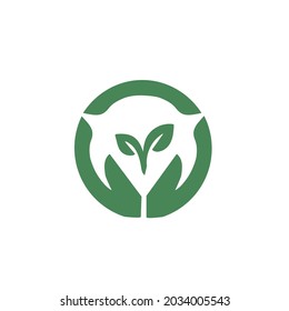 Green leaf circle health vector logo
