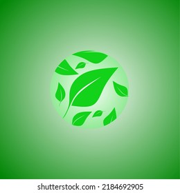 green leaf in circle logo template