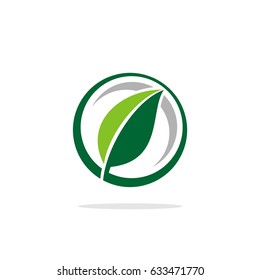 Green Leaf in the Circle Logo Template Illustration Design. Vector EPS 10.