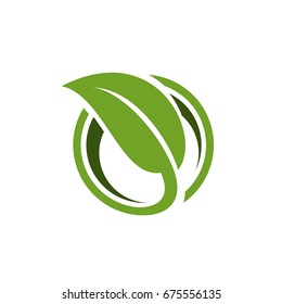 Green Leaf in Circle Logo Template Illustration Design. Vector EPS 10.