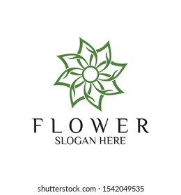 Green Leaf Circle Natural Floral Flower abstract logo vector design templates emblems icon for holistic medicine centers 