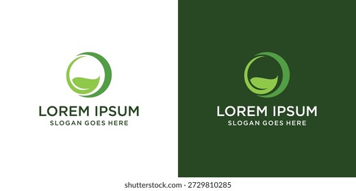 Green Leaf Circle Simple Logo Design Inspiration. Green Leaf Ecology Nature Element Vector Icon.