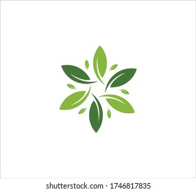 green leaf in circle vector icon logo design template for agriculture and green source business