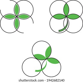 Hoja verde en círculos. Arte vectorial. Logotipo ecológico.