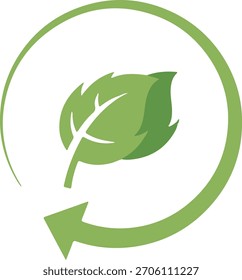 Hoja verde en flecha circular, reciclaje ecológico e icono de Vector orgánico