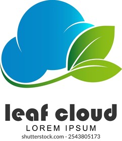 green leaf cloud, simple and unique logo