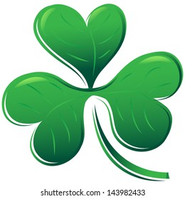 Green leaf clover. Cartoon illustration. vector