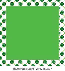 Green leaf clover geometrical Square border with central green base for St Patrick's Day