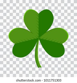 Green leaf clover icon on transparent background. Vector illustration