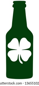 Green Leaf Clover Sign Imprint Bottle. 