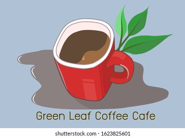 Green Leaf Coffee, Minimalism style Vector illustration Logo shop