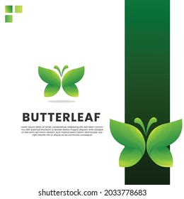 Green leaf color butterfly logo. Butterfly gradient logo design. Butterflies in nature. Logo templates for companies and businesses. Vector graphic illustrations