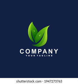 diseño del logotipo de gradiente de color de la hoja verde