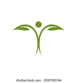 Grüne Blätter Community Menschen Vektorlogo-Design
