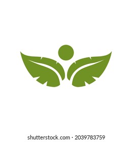 Green leaf community people vector logo design