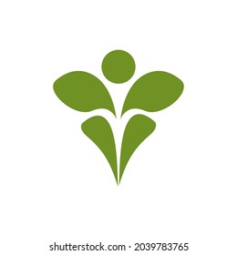 Green leaf community people vector logo design