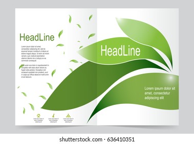 Green leaf Cover template background, flyer design. Abstract template for annual business report, poster