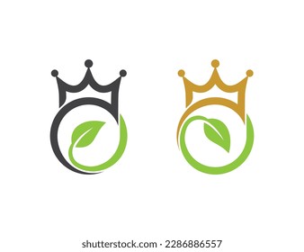 Green leaf Crown ecology nature Logo Concept sign symbol icon Element Design. Organic, Herbal, Natural Products, Health Care, Spa Logotype. Vector illustration template