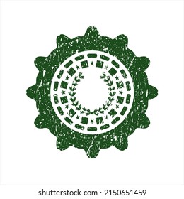 Icono de la corona de la hoja verde dentro del precinto de goma de la angustia. 