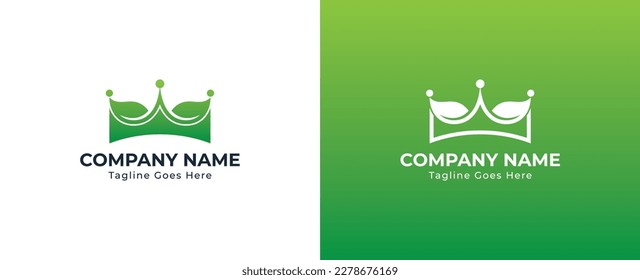 Símbolo de signo de logotipo de la corona de la hoja verde Icono Diseño de elemento. Salud, Ecología, Herbal, Spa, Salón de Belleza, Boutique, Productos Naturales, Logotipo Orgánico. Plantilla de ilustración de vector