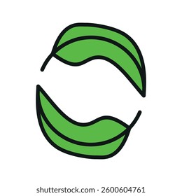 Green Leaf and cycle symbol illustration. Templates for design, posters, projects, banners, logo, and business cards. Sustainability vector design.