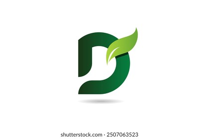 green leaf D letter alphabet logo icon design suitable for a green or vegan vegetarian concept