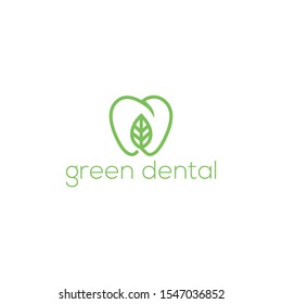green leaf dental vector logo design illustration