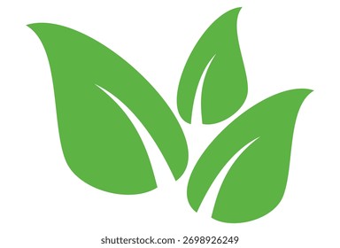 Grünes Blattdesign mit flacher Leistung. Einfache Blattdarstellung. Blattvektor, Naturthema.