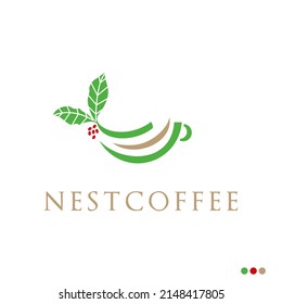 green leaf design logo with fresh colored circle for plantation plantation farming