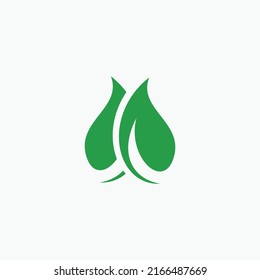 green leaf design logo icon set on white background