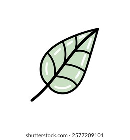 Green leaf doodle and flat illustration for eco-friendly and nature concepts

