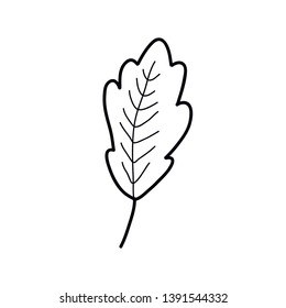 green leaf doodle icon, vector illustration