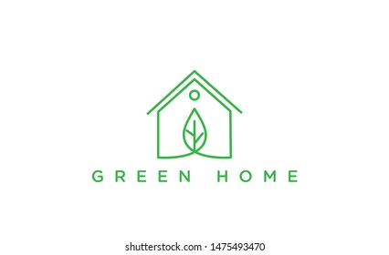 green leaf door home logo vector illustration
