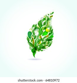 Green leaf from drops. Vector format