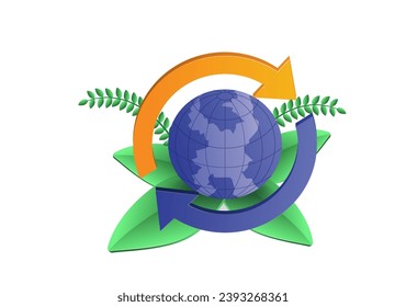 Green leaf earth eco arrow round infographic concept