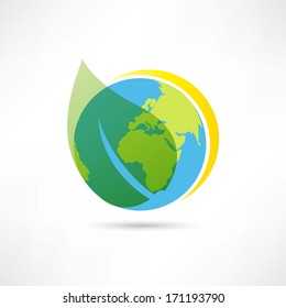 green leaf and earth icon