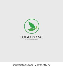 Green leaf, eco leaf, bio, forest, flora, leaf shape logo template